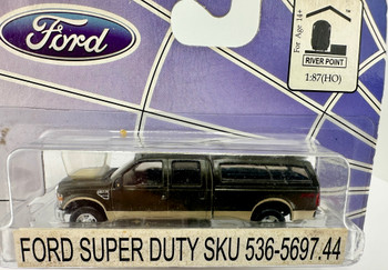 HO 1:87 River Point 536-5697.44 - Ford Super Duty Pickup - DARK GREY/BROWN