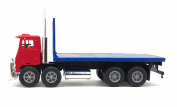 HO 1:87 Promotex 6548 White Road Commander Twin Steer Flatbed - RED/BLUE