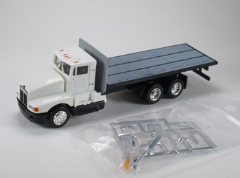 HO 1:87 Promotex 450040 KW T-600 Straight Truck/Flatbed - WHITE/SILVER