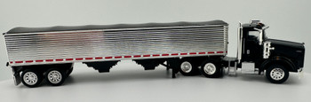 HO 1:87 HL Kenworth T800 w/Chrome Grain Trailer - Black Tarp  - BLACK CAB