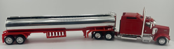 HO 1:87 HL Kenworth W900 w/Gasoline Tanker - CHROME TANK/RED FRAME - RED CAB