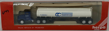 HO 1:87 Promotex KW T600 Day Cab w/ Gasoline Tanker - CC Transportation - BLUE/WHITE