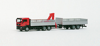 HO 1:87 Herpa 147002 MAN TG-A LX Truck/Trailer - w/HIAB LIFT - RED/SILVER