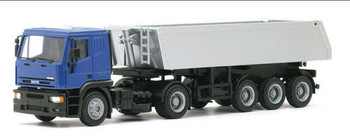 HO 1:87 Herpa 144100 Iveco Eurotech Tractor w/3-Axle Kugel Dump Trailer - BLUE/SILVER