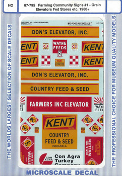 HO 1:87 Microscale 87-795 Farming Community Signs Grain Elev. Feed Decals 1960+