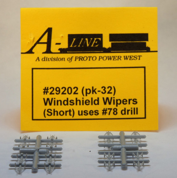 HO 1/87 A-Line # 29202 Short Windshield Wipers, uses #78 Drill (32 pack)