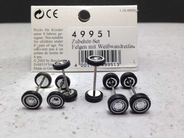 HO 1:87 Busch # 49951 Modern Auto Tires/Wheels 6 wheel sets