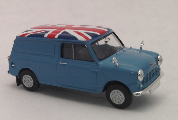 HO 1/87 Brekina #15361 - 1960's Austin Mini Cargo Van - Light Blue w/Union Jack