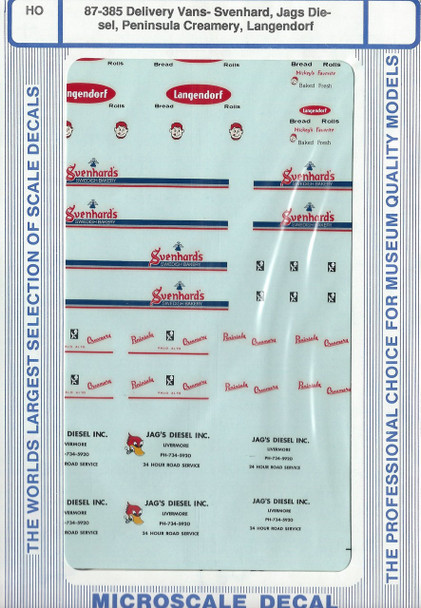 HO 1:87 Microscale 87-387 Delivery Vans Wonder Bread, Mothers, Kilpatricks Decals