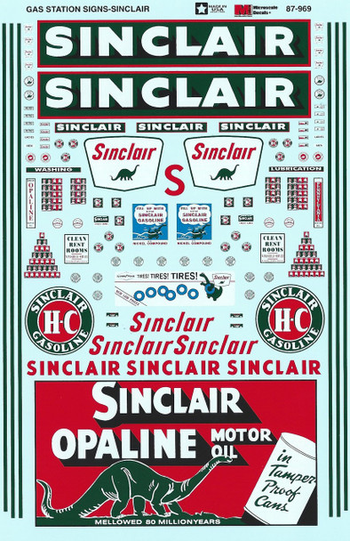 HO 1:87 Microscale 87-969 Sinclair Service Station Signs 1935-60 Decals