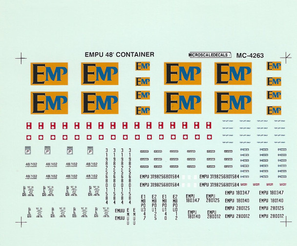 HO 1:87 Microscale MC-4263 EMP 48' Container Decals 1995 +