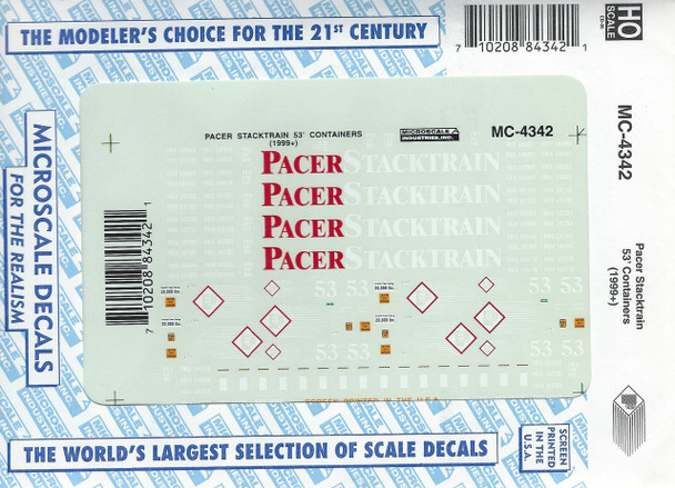 HO 1:87 Microscale MC-4342 Pacer Stacktrain 53' Container Decals