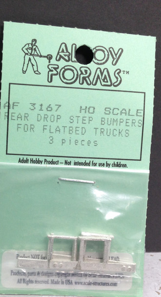 HO 1:87 Alloy Forms # 3167 Rear Drop Step Bumpers for Trucks/Trailers (3 pcs.)