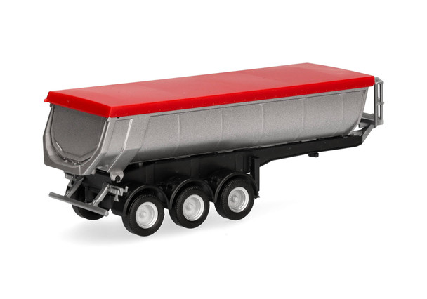 HO 1:87 Herpa # 76906 - 3-Axle Covered Dump Trailer - RED/SILVER