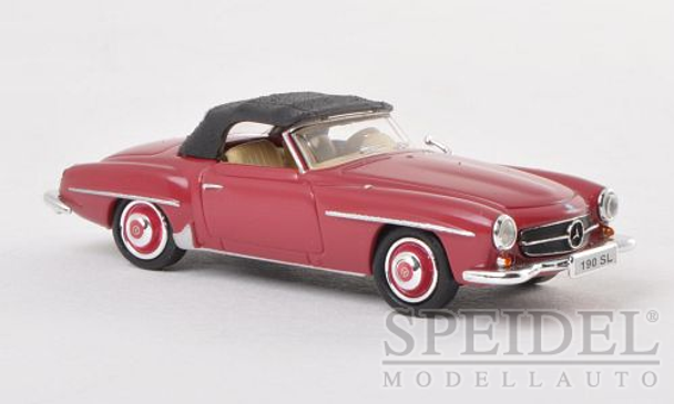 HO 1:87 Ricko # 38493 - Mercedes 190 SL (W121 BII) Coupe,  Dark Red, Top UP