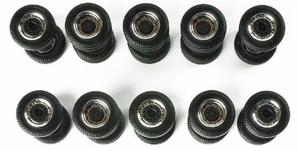 HO 1:87 Herpa # 52580 Truck Trailer Wheels - 5 Tandem Axle Sets, 5 Single Wide Tire Sets (12MM Diameter)