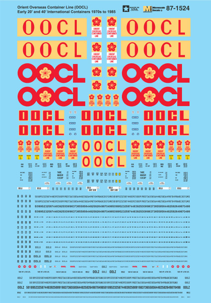 HO 1:87 Microscale 87-1524 Orient Overseas Container Line (OOCL) Early 20' 40' International Container Decals HO 1:87 Microscale 87-1524 Orient Overseas Container Line (OOCL) Early 20' 40' International Container Decals