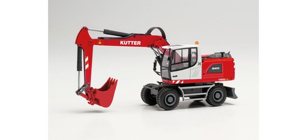 HO 1:87 Herpa # 314954 Liebherr Wheeled Excavator - Kutter Red/White/Grey