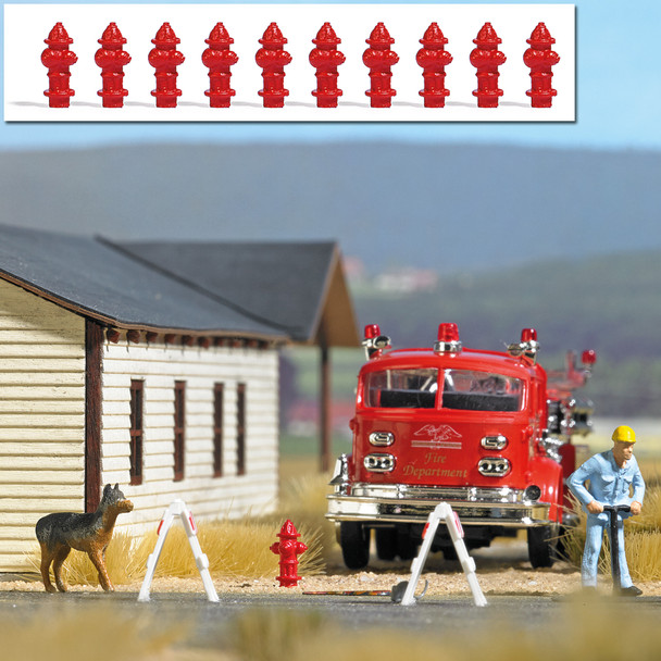 HO 1:87 Busch # 7766 Fire Hydrants - US Style (10 pcs.) - Scenery Accessories