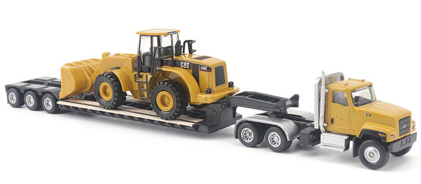 HO 1:87 DM 84418 Cat CT681 Day Cab w/Lowboy Trailer & Cat 950G Wheel Loader