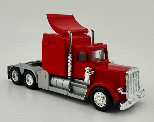 HO 1:87 Promotex 35233 Peterbilt tractor w/ Large Sleeper w/Wing Silver Chassis- Red