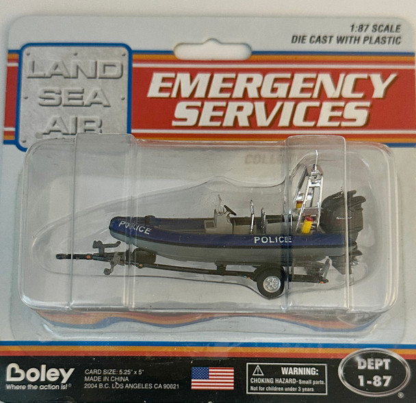 HO 1:87 Boley 2070 Emergency Police boat w/trailer LAND SEA AIR