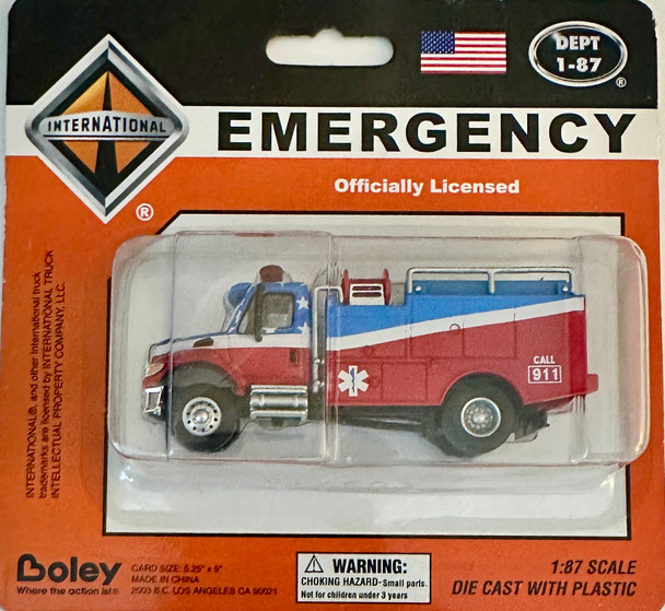 HO 1:87 Boley 4503-12 HO International 7000 Single Cab Brush Truck - RED,WHITE,BLUE