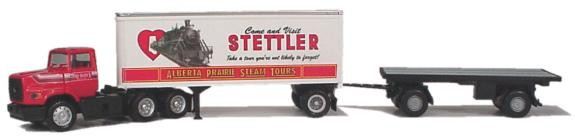 HO 1:87 Promotex 6245 Ford Tractor w/27' Dry Van & Flat Bed Trailer - HIWAY 9