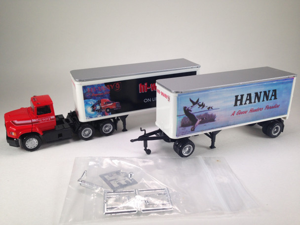 HO 1:87 Promotex 6277 Ford Tractor w/2-27' Dry Vans - HIWAY 9 & HANNA