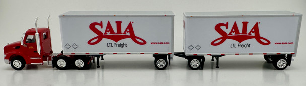 HO 1:87 HO Logistics 81650 Peterbilt 579 w/2-28' Dry Van Tailers -SAIA MOTOR