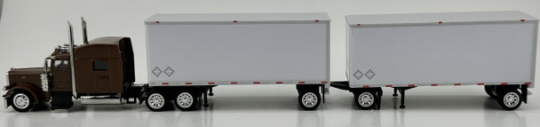 HO 1:87 HO Logistics 81800 Peterbilt 389/2-28' Dry Van Tailers - BROWN/WHITE
