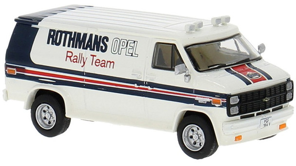 HO 1:87 Brekina 18257 - 1983 Chevrolet G20 Van - WHITE ROTHMANS OPEL RALLY TEAM
