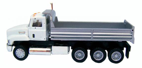 HO 1:87 Promotex # 6380 Mack Tri-Axle Dump Truck - WHITE/SILVER