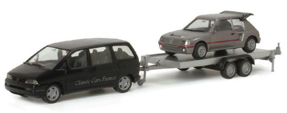 HO 1:87 Herpa 23481 - Peugeot 806 Van w/Trailer And Peugeot 205 Auto
