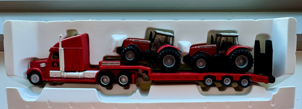 HO 1:87  Siku 1847 Freightliner Tractor/Trailer w 2 Massey Ferguson MF 8480 Tractors