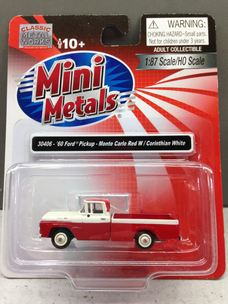 HO 1:87 CMW 30406 - 1960 Ford Pickup - MONTE CARLO RED/WHITE
