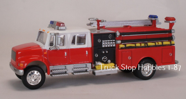 HO 1:87 Boley 4010RW International Crew Cab Fire Pumper - RED/WHITE