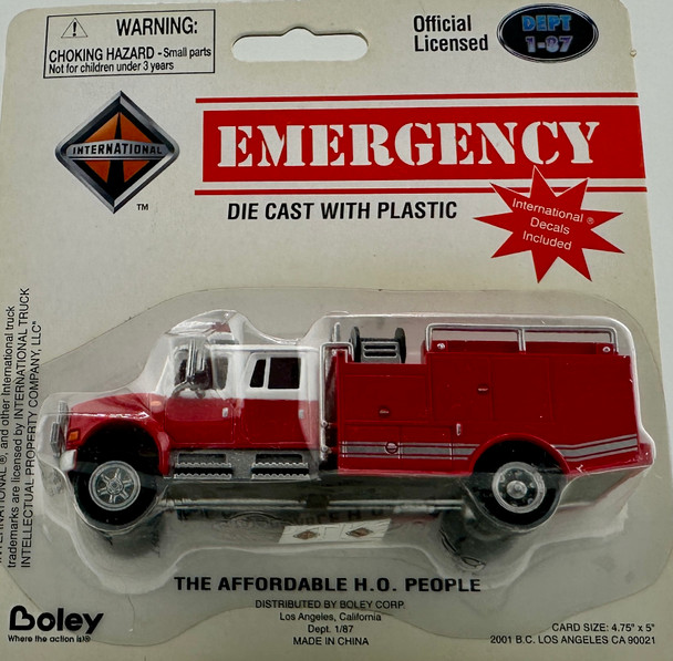 HO 1:87 Boley 2059-71 International Crew Cab Brush Fire Truck - RED/WHITE