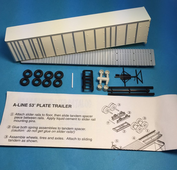 HO 1:87 A-Line # 50501 - 53' Plate Trailer KIT - White w/Silver Stiffeners