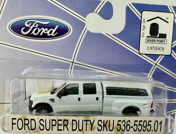 HO 1:87 River Point 536-5595.01 - Ford Super Duty Crew Cab Dually Pickup w/Topper - WHITE