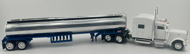 HO 1:87 HL Peterbilt 389 w/Gasoline Tanker - CHROME TANK/BLUE FRAME
