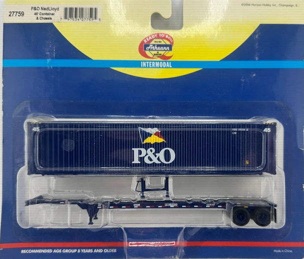 HO 1:87 Athearn 27759 - 45' Container & Chassis - P & O