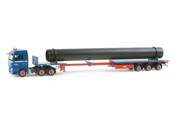 HO 1:87 Herpa 156967 MAN TXG XLX Tractor w/teletrailer w/pipe load "Westfracht"