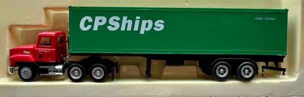 HO 1:87 Promotex 6091 Short Mack DC Tractor w/40 Container & Chassis - CP SHIPS