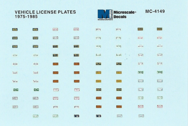 HO 1:87 Microscale MC-4149 License Plates for Vehicles  Decals 1970+
