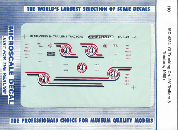 HO 1:87 Microscale MC-4224 GI Trucking 28' Tractor/Trailer  Decals