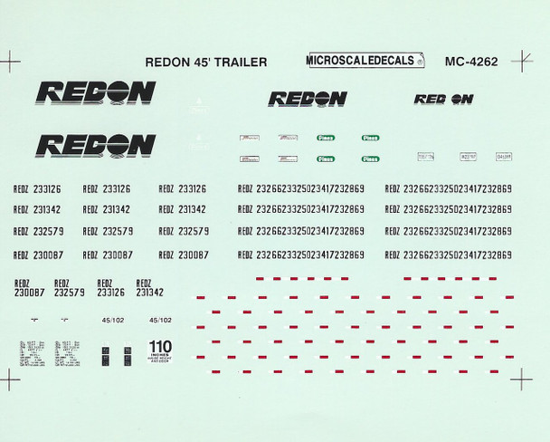 HO 1:87 Microscale MC-4262 Redon 45' Trailer Decals 1994+