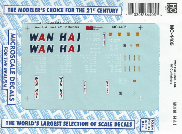 HO 1:87 Microscale MC-4405 Wan Hai Lines, LTD. 40' Container Decals