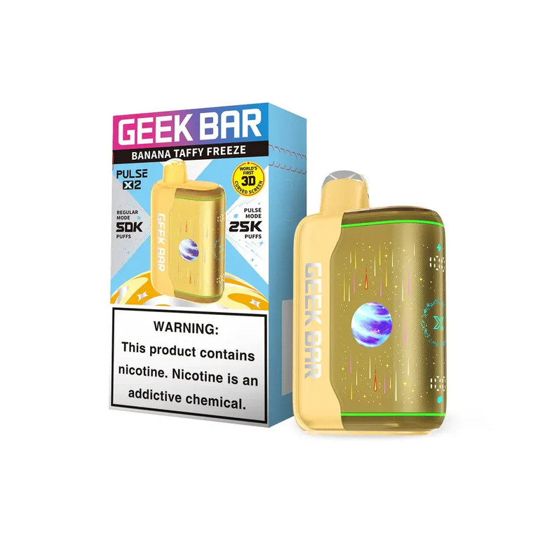 Banana Taffy Freeze Geek Bar Pulse X 2 50K disposable vape packaging 