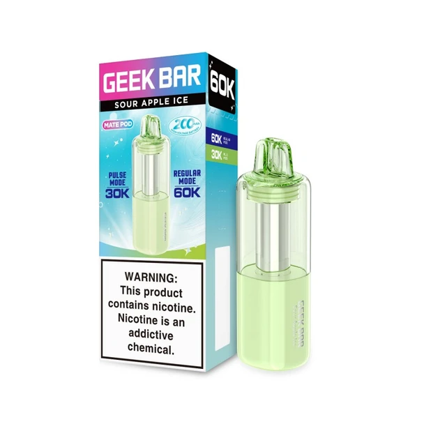 Sour Apple Ice Geek Bar Mate 60K Pod Disposable Vape Packaging
